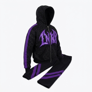 Conjunto Deportivo para Mujer con Capucha y Cierre, Sudadera de Mezcla de Algodón y Pantalones Anchos, Ropa Casual Urbana Premium - Product Image 3
