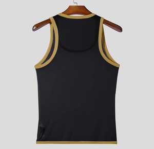เสื้อกล้ามผู้ชายสีพื้น คอโอ ระบายอากาศได้ดี ผ้าถัก โพลีเอสเตอร์ 100% ทรงลำลอง ดีไซน์เว้า - Product Image 3