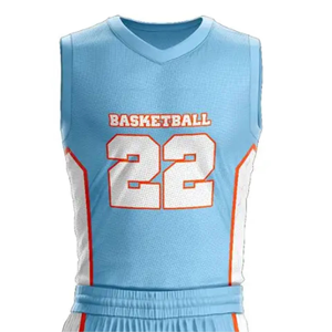 Uniforme de Baloncesto Elite de Alto Rendimiento, Jersey y Pantalones Cortos Sublimados en Azul Claro, Blanco y Naranja, Ropa Deportiva que Absorbe la Humedad - Product Image 4