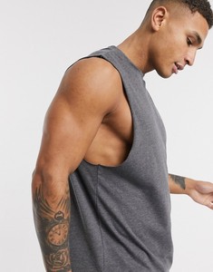 Débardeur en coton tricoté gris sans manches pour homme, col rond, uni, décontracté, style muscle - Product Image 2