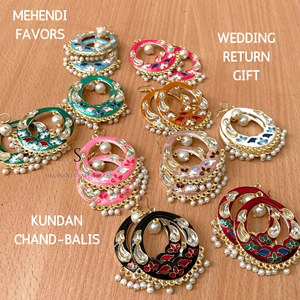 Diseñador multicolor Plata Chandi Balis Kundan Pendientes de diseñador de latón para temporadas festivas Fiesta de cumpleaños y vestidos de boda - Product Image 6