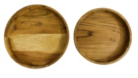 Hot Selling Lazy Susan Serviert ablett Rundes Serviert ablett aus Akazien holz mit Griffen Runde Platte Abendessen Serviert abletts zum Essen