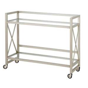 Carrito de Servicio Moderno de Latón para Hotel con 3 Estantes y 4 Ruedas Giratorias, Mueble Comercial Resistente, Carrito de Bar para Hotel - Product Image 2