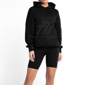 Conjunto de Sudadera con Capucha y Pantalones Cortos para Mujer, Transpirable, de Invierno, de Alta Calidad, con Logotipo Personalizado, al por Mayor - Product Image 2