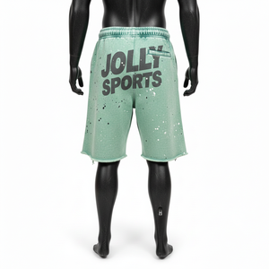 <b>Men</b> Acid Wash <b>Shorts</b> 320 GSM Premium Cotton Fleece Acid Washed <b>Green</b> Panel Patch Custom Logo Casual Wear Acid wash <b>men's</b> <b>shorts</b> - Product Image 2