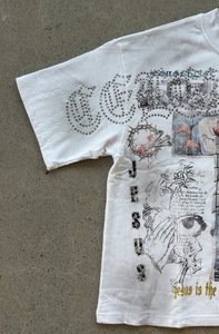 T-shirt en jersey de coton pour homme, blanc, décontracté, coupe classique, manches courtes, col rond, imprimé numérique peint à la main, séchage rapide - Product Image 6