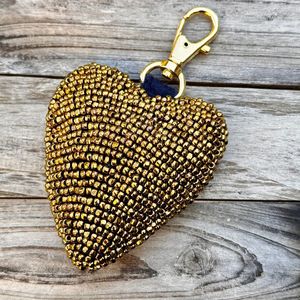 Beaded Gold Heart Zipper Adjustable Fashion Elegant Gift Decor - Product Image 1
