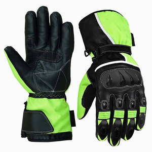 Guantes de Carreras de Cuero Completos, Negros y Verde Lima, con Correa de Muñeca Ajustable, Antideslizantes, Unisex, para Motocross al Aire Libre - Product Image 1