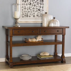 Traditional Mahogany <b>Console</b> <b>Table</b> With Storage Drawers And Lower Shelf For Entryway Living Room Furniture - Product Image 6