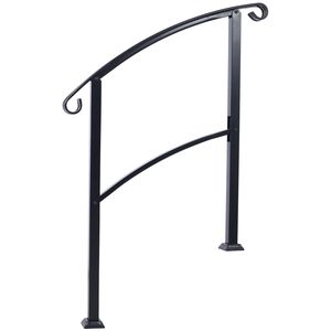 Rampe d'escalier extérieure en fer forgé blanc pour 1 à 3 marches – Dispositif d'aide pour porche avant flexible - Product Image 2