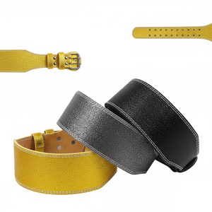Ceinture de musculation unisexe en cuir véritable à double boucle, brillante et scintillante, pour le soutien lombaire et l'entraînement - Product Image 1