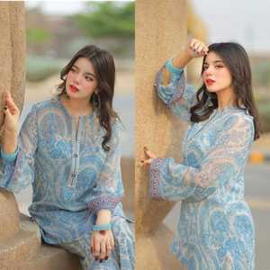 Designer Women's Eco-Friendly Sweet <b>Party</b> Wear Georgette Woven <b>Top</b> Farshi Palazzo Dupatta Set Embroidered <b>Sequin</b> Work Breathable - Product Image 4