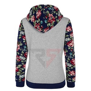 Sudaderas con capucha para mujer con logotipo personalizado OEM, sudaderas deportivas de manga larga con estampado de sublimación de flores - Product Image 2