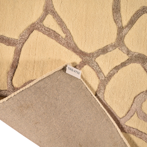 Tapis en laine tufté à la main beige moderne de luxe, motif géométrique organique en pavés, design à poils ras sculptés pour salon et hôtel - Product Image 6