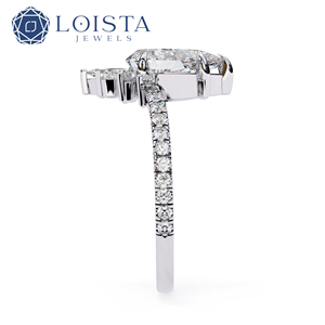Anillo de diamante solitario cultivado en laboratorio con diamantes laterales, diamante creado en laboratorio con certificado IGI para mujer, joyería de lujo. - Product Image 3