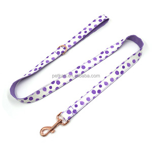 Accesorios de lujo para mascotas China elegante Lila púrpura lunares collar de perro Correa y pajarita conjunto con hebilla metálica de oro rosa - Product Image 4