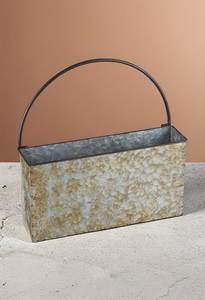 Rustic Galvanized Metal Rectangular Planter with Handle Durable Lightweight Outdoor Planter for <b>Garden</b> Use - Product Image 1