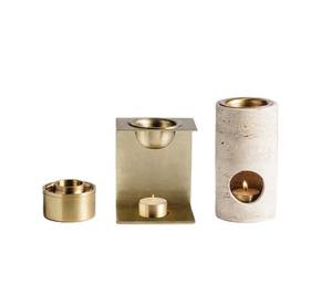 ที่ใส่เทียนทำจากทองเหลืองและหินหรูหราชิ้นส่วนตกแต่งทันสมัยสำหรับการตกแต่งภายในบ้านที่หรูหราไม่เหมือนใคร - Product Image 1