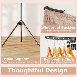 Secadora de Ropa Plegable de 3 Niveles que Ahorra Espacio, de 70 Pulgadas, con Diseño de 24 Pinzas y 32 Varillas para Lavanderías Pequeñas - Product Image 4