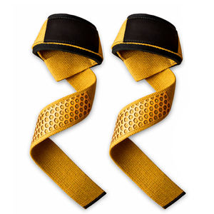 Correas de Levantamiento Amarillas Premium SAAR INDUSTRIES, Agarre Antideslizante de Silicona con Diseño de Panal, Algodón Resistente, Transpirables y Ajustables para Gimnasio - Product Image 1