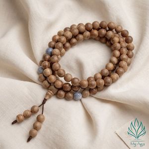 Pulsera Mala de Agarwood Natural de Alta Gama con 103 Cuentas de Agarwood Vietnamita y 5 Cuentas de Coral Azul, Regalo Unisex, 82cm - Product Image 2