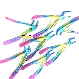 Ensemble de 7 forceps d'extraction dentaire en acier inoxydable allemand, finition arc-en-ciel, pour interventions d'extraction dentaire pédiatrique - Product Image 5