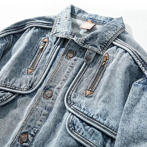 Wholesale Custom OEM Mens Jean <b>Jacket</b> Faded Effect <b>Denim</b> Cotton Coat Oversized Vintage Washed <b>Denim</b> <b>Jacket</b> - Product Image 6