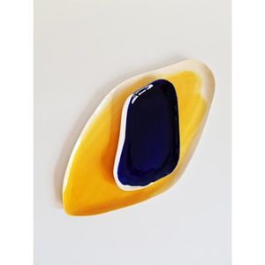 Juego de Bandejas de Servir de Metal Irregular de Lujo, Plato de Gres Artístico Hecho a Mano, Plato Decorativo Ovalado para Aperitivos, Vajilla Azul y Amarilla - Product Image 1