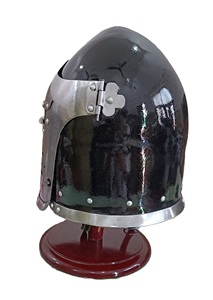 Casco Barbuta Medieval con Acabado Negro, Armadura de Caballero de Acero Suave para Reenactment, Exhibición Histórica, Disfraz y Decoración del Hogar - Product Image 5