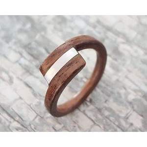 Bague en résine et bois faite à la main, à porter au quotidien, artisanat en bambou et en bois - Product Image 2