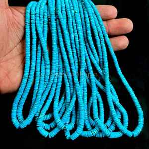 Perles Heishi facettées en turquoise d'Arizona, perles en turquoise naturelle en forme de pneu, 4-6 mm, perles de pierres précieuses en turquoise pour la fabrication de bijoux, 16 pouces - Product Image 2