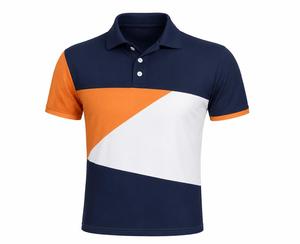 Men's Color Blocked <b>Polo</b> Shirt Short Sleeve Geometric Design Knitted Casual Style Navy <b>Orange</b> White - Product Image 1