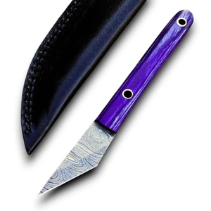 มีดอเนกประสงค์เหล็กดามัสกัสพรีเมียม คุณภาพสูง คมกริบ ใบมีดคงที่ ด้ามไม้ ขนาด 2 นิ้ว มีดคัตเตอร์ขนาดเล็กพกพาได้ตามกฎหมาย - Product Image 1