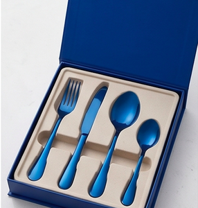 Superior Quality Stainless Steel Flatware <b>Set</b> Matte Finished With Metal Handles Includes 4 Pieces Fork Spoon Knife Blue <b>Colour</b> - Product Image 6