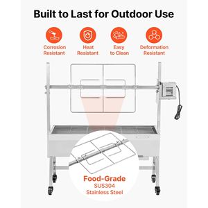 Barbecue rotatif extérieur 38W, capacité 132 LBS, rôtissoire à charbon pour porc et agneau, 7 niveaux de chaleur, capacité 132 LBS - Product Image 6