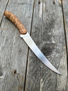 Custom Handmade Forged Ambidextrous Modern Fillet <b>Knife</b> Stainless Steel Wood Handle Leather Sheath-Eco-Friendly Dishwasher <b>Safe</b> - Product Image 5