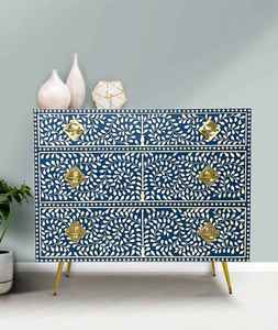 Cómoda Artesanal con Incrustaciones de Hueso, Hecha a Mano por Artesanos Indios, Mueble Decorativo de Almacenamiento - Product Image 5