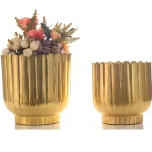 Pot de fleurs en métal pour l'intérieur et l'extérieur, conteneur décoratif pour plantes, décoration pour la maison, le jardin, le balcon, le salon - Product Image 1