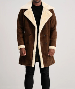 Manteau long élégant pour homme en cuir véritable marron, style motard, avec ceinture, décontracté, pour l'hiver – Offre de gros - Product Image 4