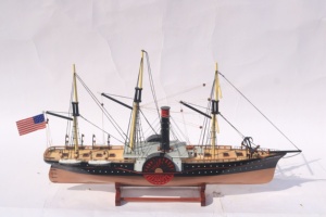 Maqueta de Barco de Madera Hecha a Mano - Réplica a Escala de Barco de Vapor Antiguo con Ruedas Laterales, Decoración de Escritorio, SS Central America - Product Image 2