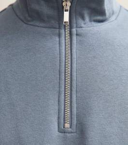 Sweat-shirt à col zippé pour homme, marque privée, en molleton de coton, épaules tombantes, brodé, marque de luxe, faible MOQ - Product Image 4