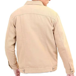 <b>Men's</b> Beige <b>Denim</b> <b>Jacket</b> Turn-down Collar Button Closure Casual Regular Fit Autumn Wear - Product Image 5