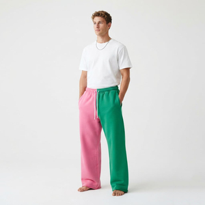 Pantalon de jogging personnalisé pour homme en molleton de coton, color block, avec cordon de serrage à la taille, couleur unie - Product Image 3