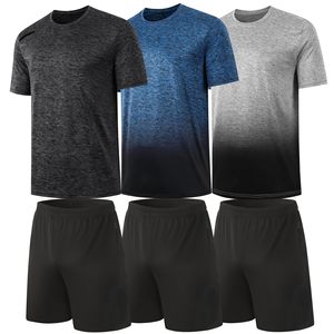 Conjunto de Camiseta y Pantalones Cortos para Hombre, 100% Poliéster, con Bolsillos con Cremallera, Secado Rápido, Ropa Deportiva, para Gimnasio, Entrenamiento, Correr, Conjunto Informal de Verano - Product Image 6