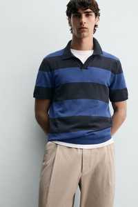 Suéter de Punto a Rayas en Negro y Azul Marino para Hombre, 100% Algodón, Transpirable, Casual, con Cuello Johnny, Personalizable al por Mayor - Product Image 4