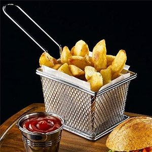 Wholesale Eco-Friendly Durable BPA Free Custom Logo Stainless Steel Mesh Fry <b>Basket</b> for French Fries <b>Chips</b> Serving Snacks Plates - Product Image 6