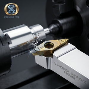 Inserto PCD con Recubrimiento DLC de Alta Precisión SJ VCGT160404, Herramienta de Torneado CNC con Acabado Espejo, Dureza 62-68 HRC, OEM Disponible, 3 Años de Garantía - Product Image 1