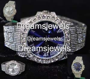 Customize Fully Iced Out Vvs <b>Stainless</b> <b>Steel</b> Round Quartz Analog Glass 5mm Luxury Antique Hip Hop Watch - Product Image 5