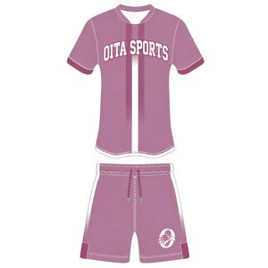 Ensemble de rugby blanc rose poussière, maillot à manches courtes avec fermeture éclair sur le devant, short assorti, respirant, uniforme de sport pour l'entraînement en équipe - Product Image 1