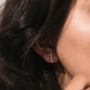 Round Shape Lab Grown Diamond Dangle Fashion Earring 14K Gold Tennis Diamond Earrings in Solid White Gold at Wholesale Price - Product Image 4